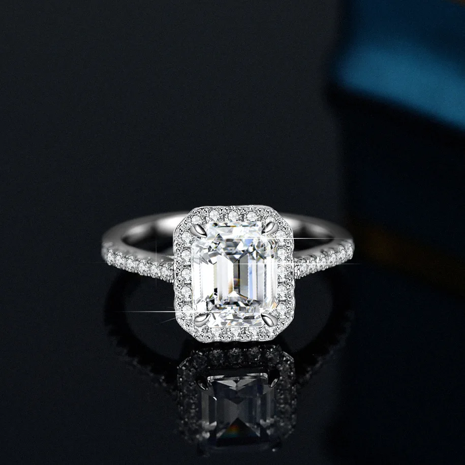 

Luxury-Set Rectangle Ring 3ct Moissanite PT950 Platinum - Distinct angular glow, platinum band, top-tier gift choice