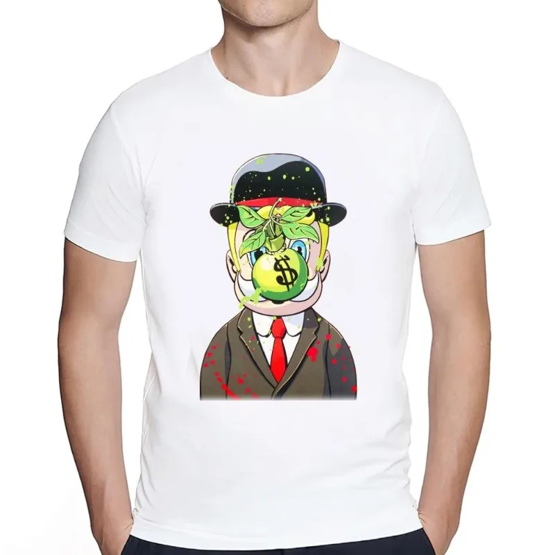 Alec Monopoly Draw Money Art T Shirt Women Couple Combination Clothes Short Sleeve Collar Fashion Man Cotton