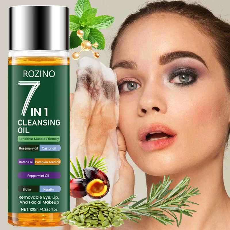 120ml Large Capacity 7-in-1 Quick Makeup Remover Oil: Easy to Emulsify, Gentle and Non-Irritating, Removes Makeup More Thoroughly, Refreshing and Non-Irritating, Good Makeup Remover Product, Makeup Remover Lotion, Makeup Remover Oil, Suitable for Face, Eyes, Lips, and Body, Effectively Removes Various Stubborn Makeup Products, Deep Cleansing, Nourishing and Moisturizing, Does Not Dry Out or Cause Tightness, Easy to Use