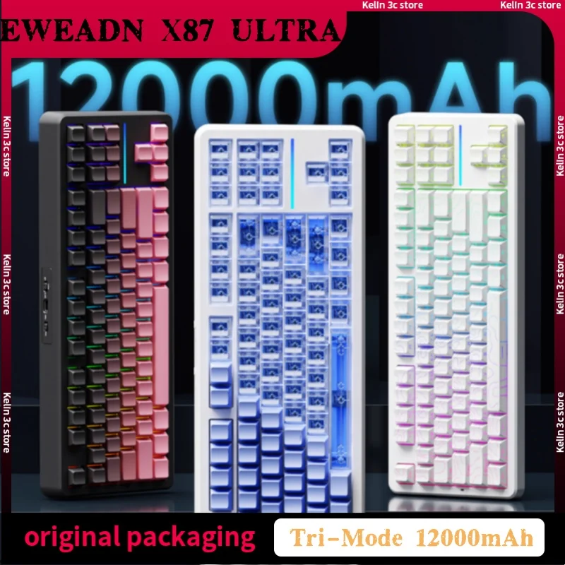 

EWEADN X87Pro Ultra Tri-Mode Wireless Mechanical Keyboard Gasket Structure 12000mah Hot Swap FPS Esports Gaming Pc Accessories