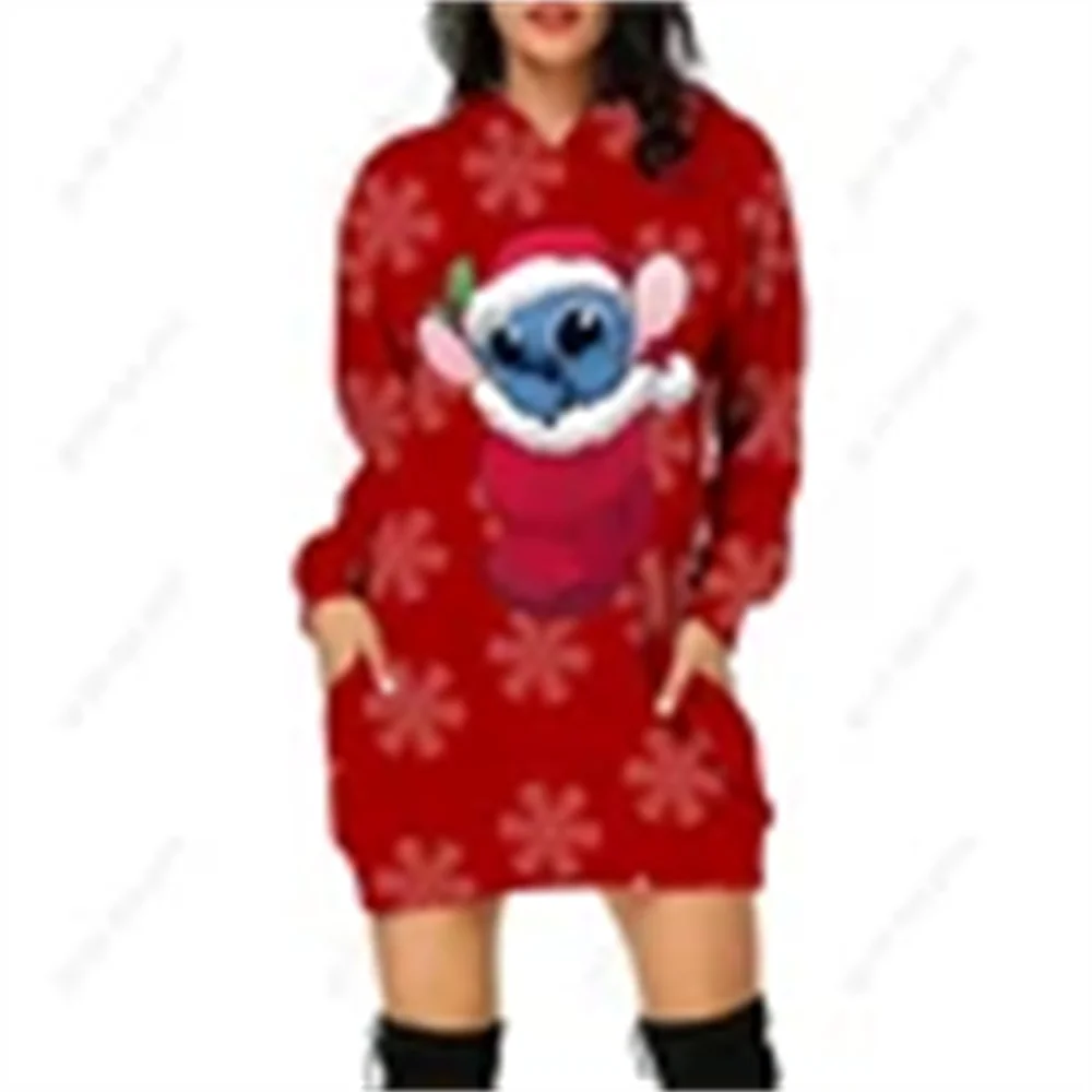 

Disney-Women's Minnie Mickey Mouse Sexy Vestido, Capuz Casual, Kawaii, Female Sexy, Inverno, Capuz