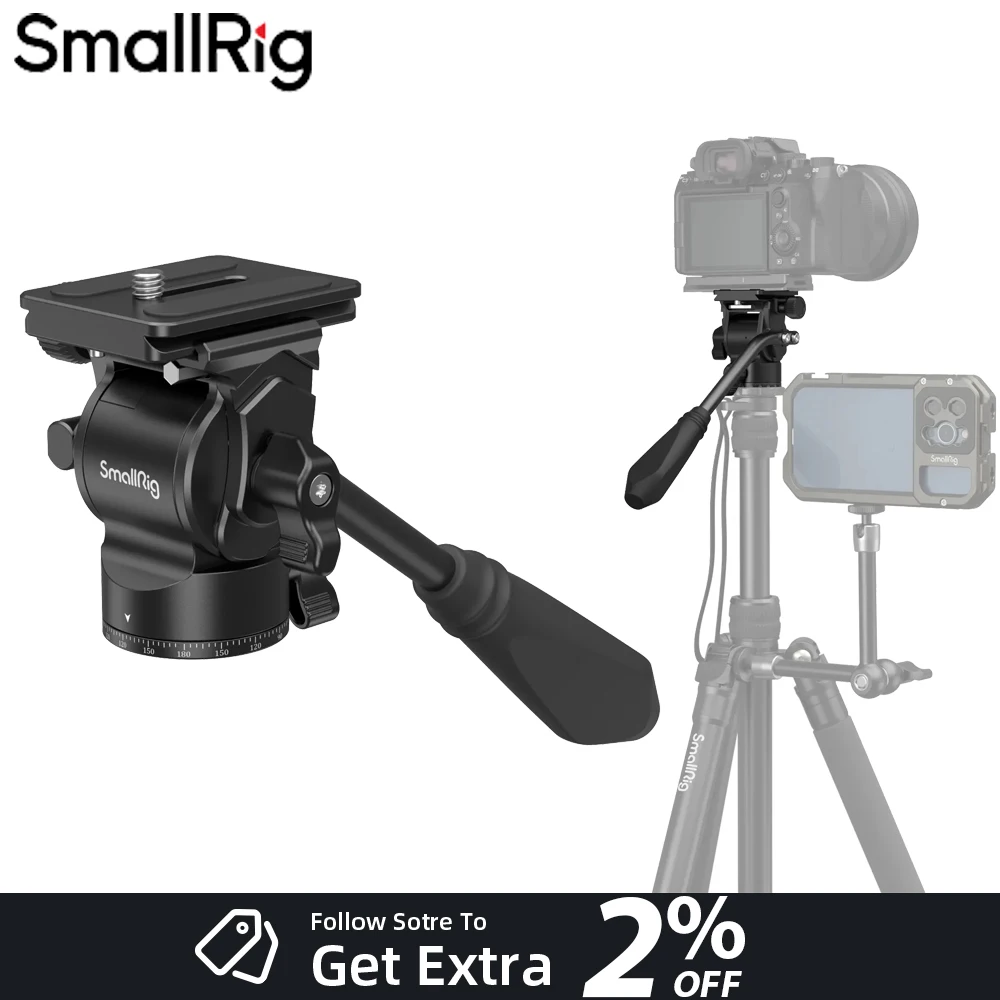 

SmallRig Quick Release Plate Tripod Fluid Head Pan Tilt Head for Arca Swiss for Compact Video Cameras & DSLR Cameras -3259B