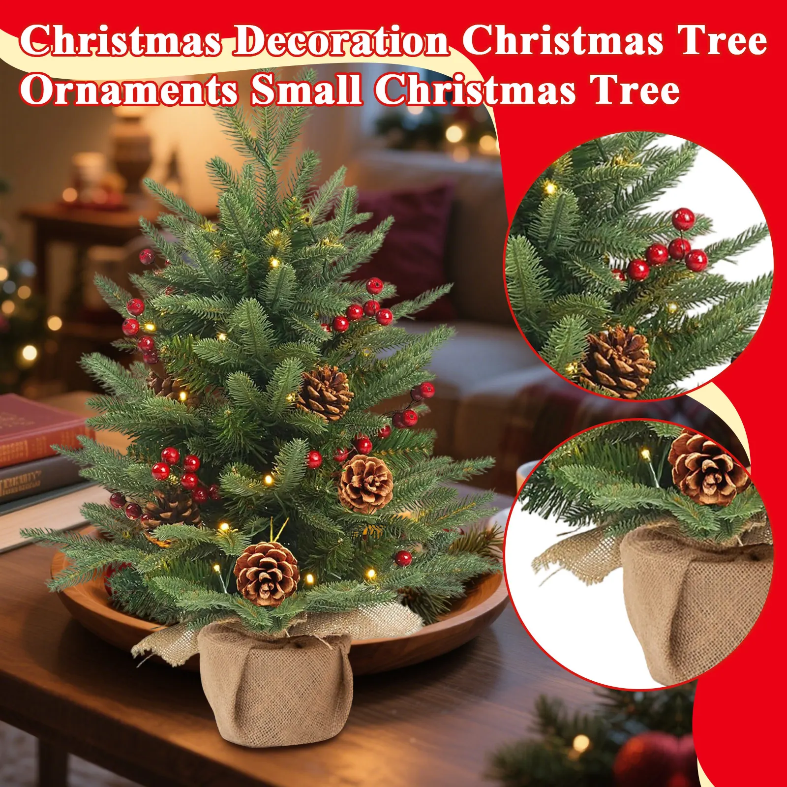 

55cm Artificial Christmas Tree Desktop Small Tree PE Christmas Decoration Xmas Tree Ornaments Pine Cone Christmas Trees