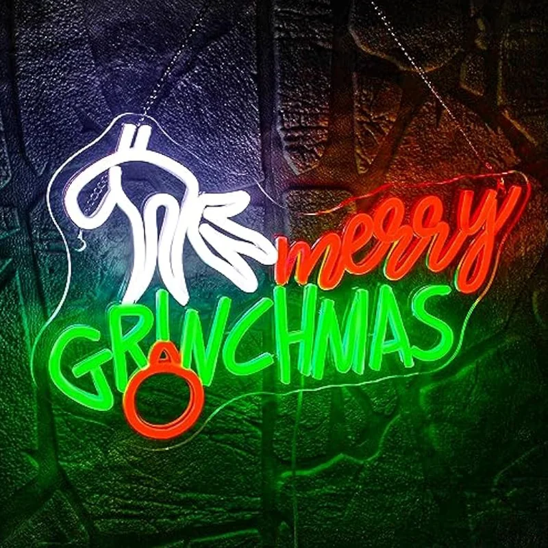 

Merry Christmas Neon Sign Green Red Christmas Neon Signs for Wall Decor Merry Christmas Party Backdrop Bedroom Window Bar Club S