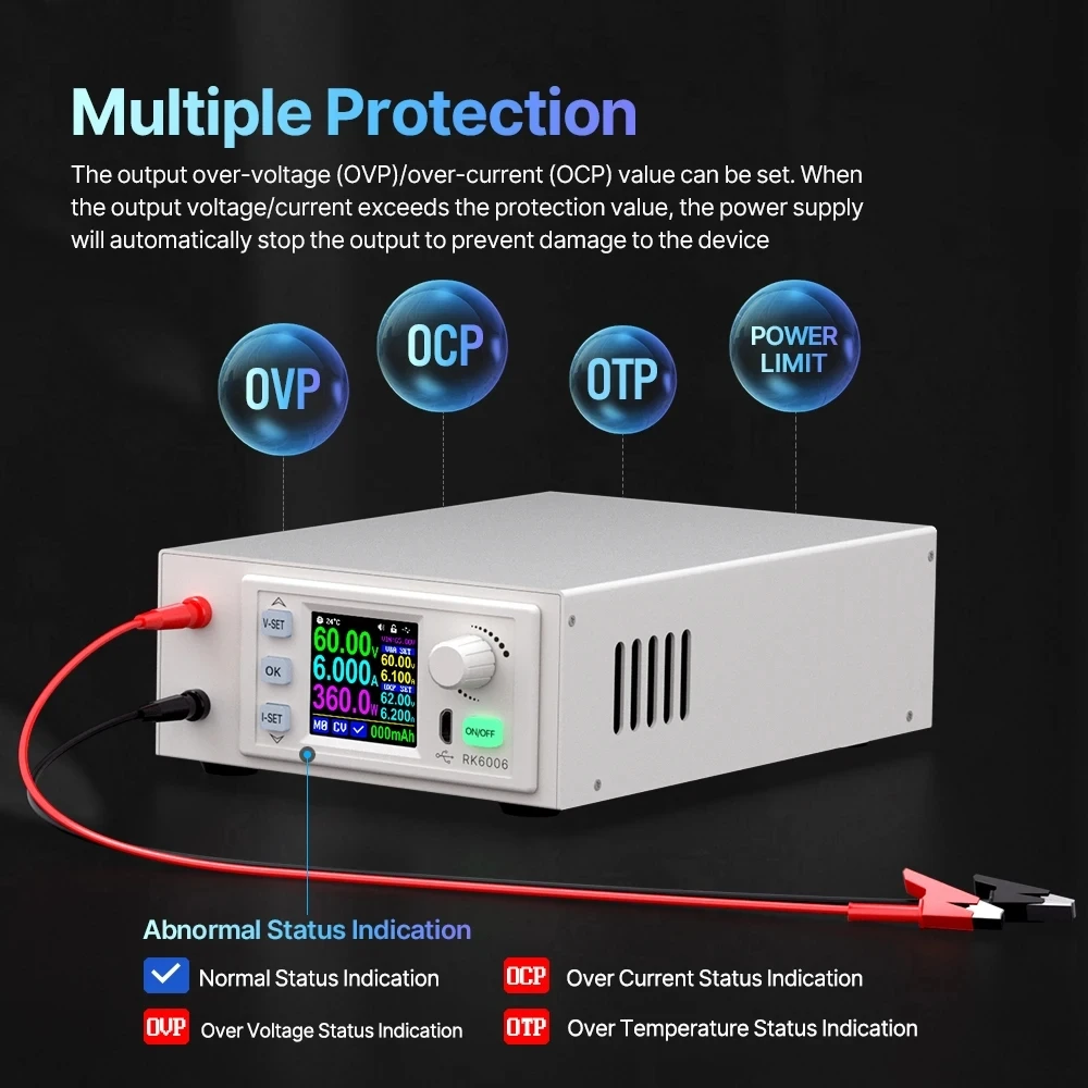 RD RK6006-C 60V 6A 4 Digit Adjustable AC To DC Step Down Voltage Bench Power Supply