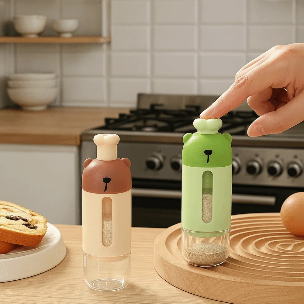 

2Pcs Press Type Quantitative Seasoning Bottle Sealed Moisture-proof Seasoning Dispenser Refillable Dustproof Salt Organizer