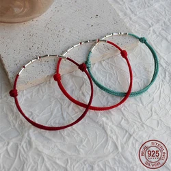 13-19-25cm Length Customizable 925 Sterling Silver Rope Bracelets Bamboo Green Red Thread Line String Bracelets For Women Girls