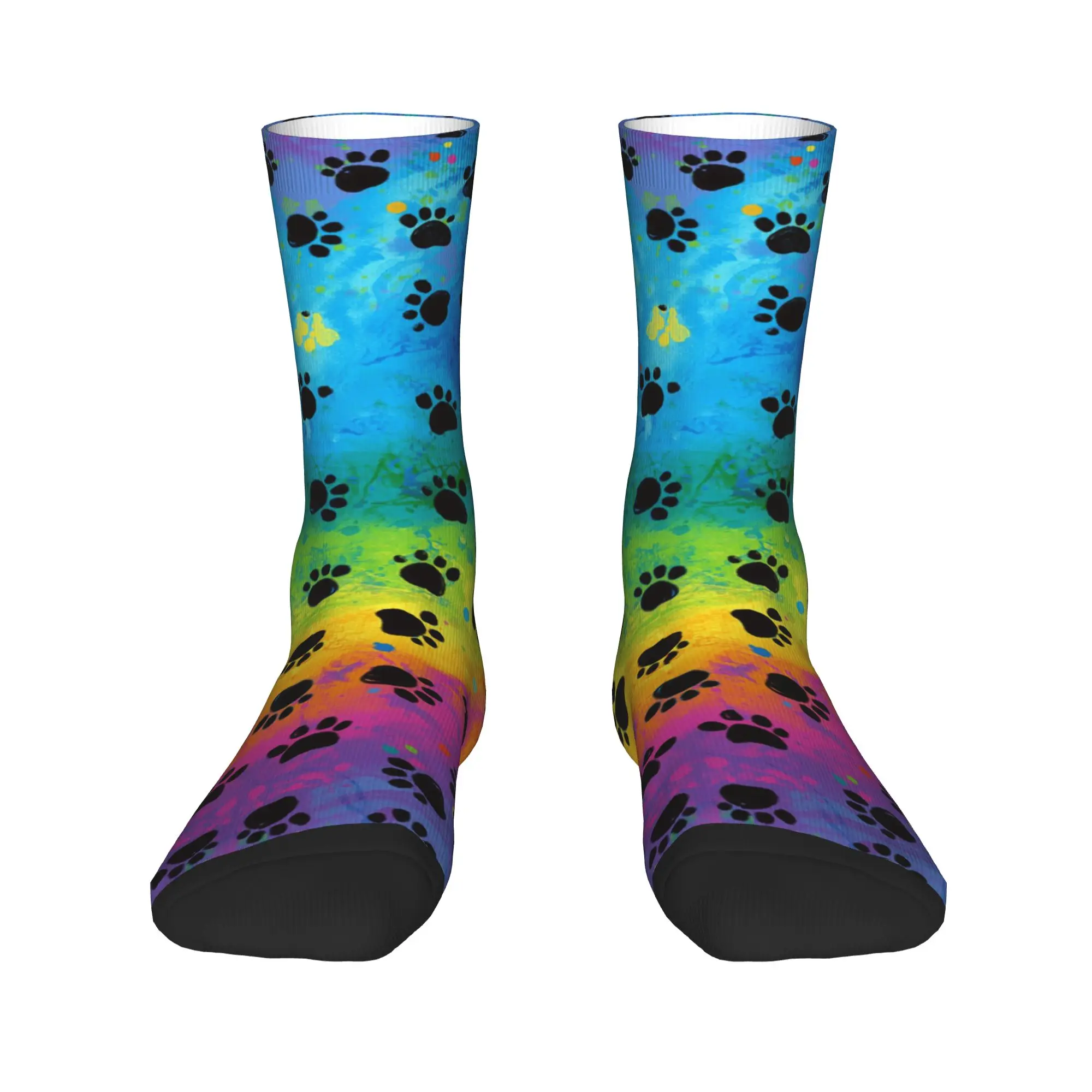 

Крутые мужские носки с радужным животным принтом собачьих лап, унисекс, теплые удобные носки для экипажа с 3D принтом