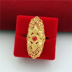 AU999 pure gold index finger exaggerated ring 24K female movable ring adjustable gold wedding large ring jewelry