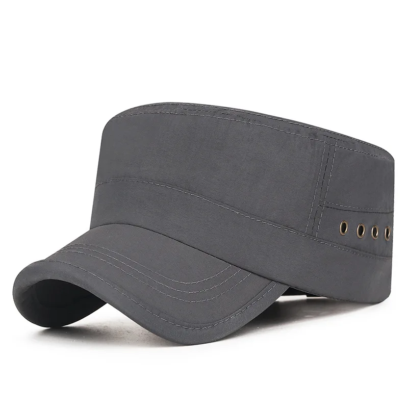 Trendige Flat-Top-Sonnenkappe, atmungsaktiv, schnell trocknend, Outdoor-Golfmütze mit Metallösen, leichte, verstellbare Baseballkappe – Detail 3