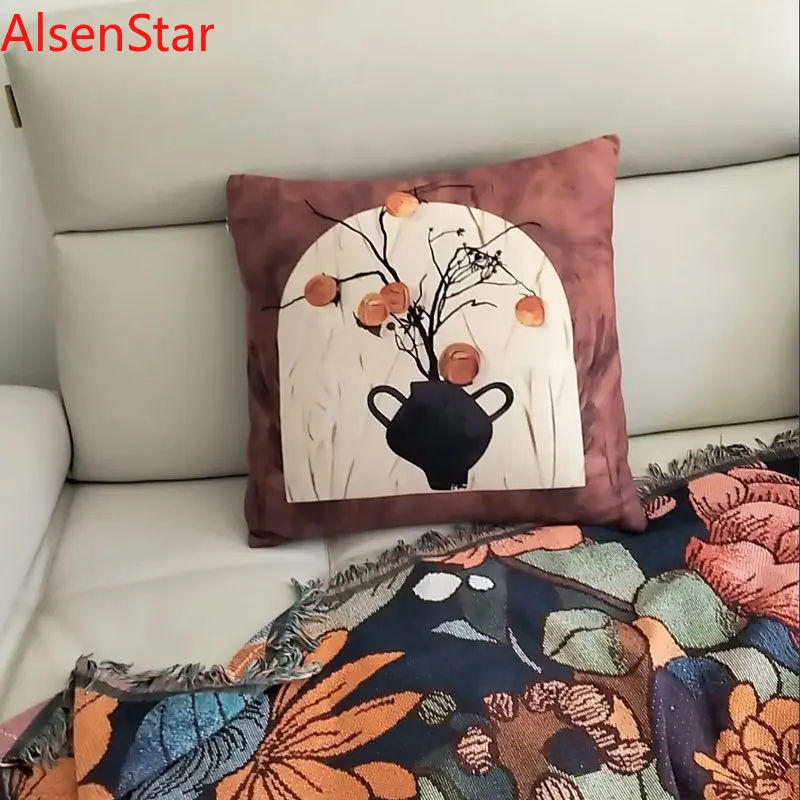 

Maillard Retro Pillow Case Living Room Sofa Cushion Cover Office Chair Bedroom Bedside Lumbar Pad Pillowcase Home Decoration