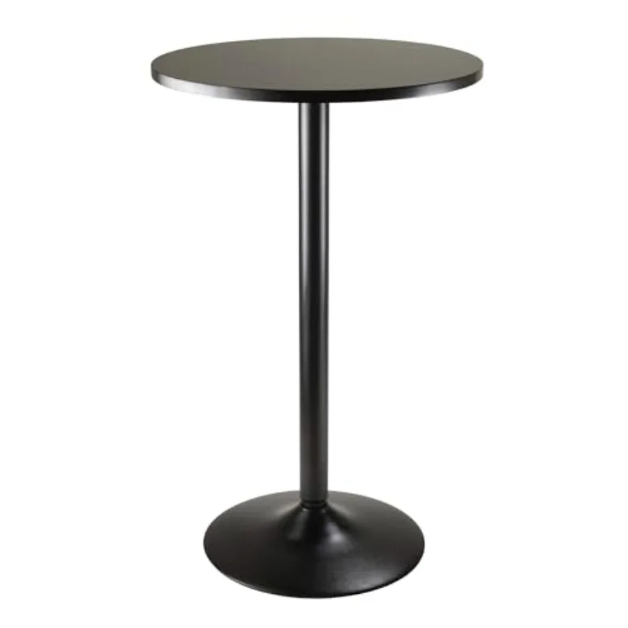

Obsidion Round Tall Pub Table 40" in Black Small High Top Circle Bar Style Cocktail or Bistro Table for Kitchen Breakfast Nook
