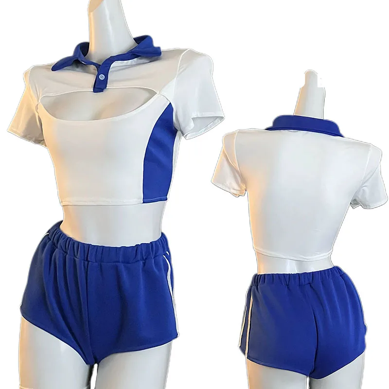 

Women Sexy Sporty Cheerleading Uniform College Style Sweet Girl Cosplay Student Top Short Set Girl Football Baby Costumes ﻿ ﻿
