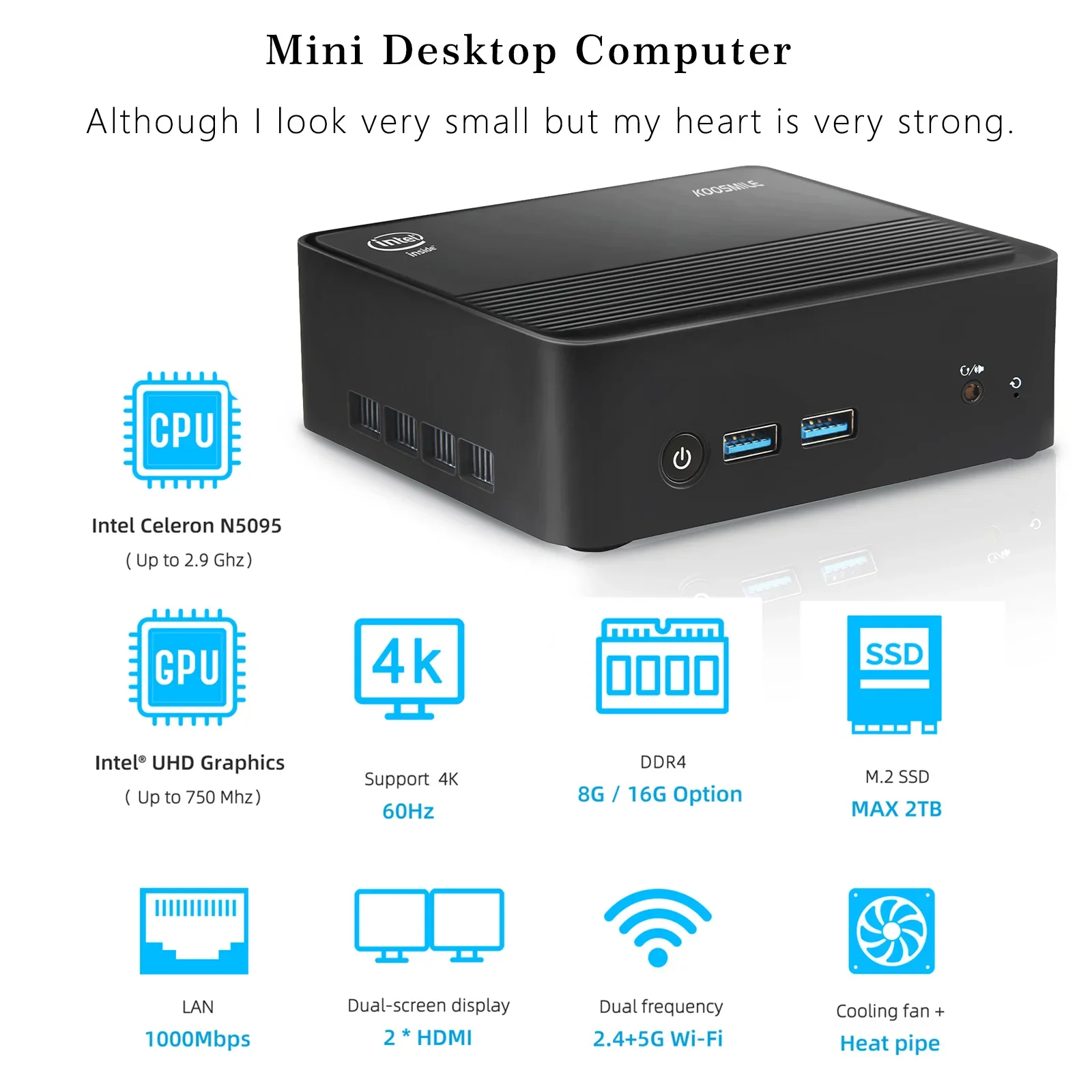 Mini komputer serwerowy do gier Mini PC Gamer Win11 N5095 Mini PC 16 GB