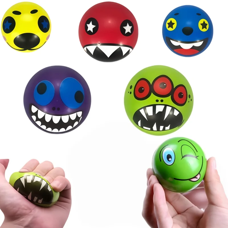 24PCS Expression Soft Balls Toy Funny Sponge Stress Ball Squeeze Smiley Face Grimace PU Foam For Kids For Adults Sports Toy Ball