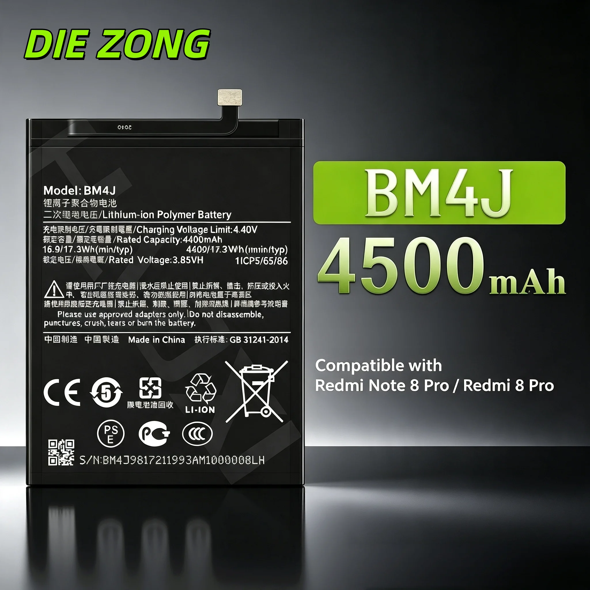 BM4J 4500mAh Lithium‑Polymer Replacement Phone Battery for Xiaomi Redmi Note 8 Pro Redmi 8 Pro High Capacity Smartphone Battery