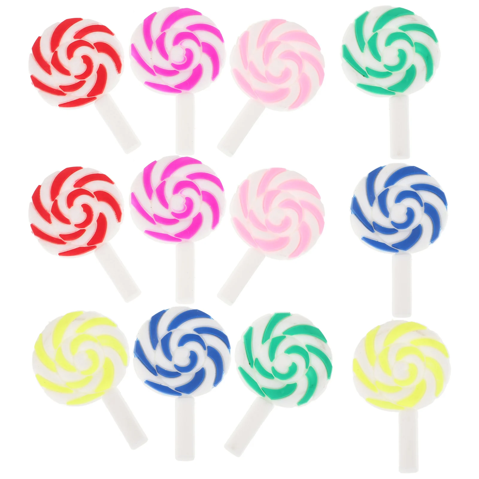 

36 pcs Diy Rainbow Clay Lollipop Candy Embellishment For Craft Decor Kids School Projects Montessori Lollipop Crafts