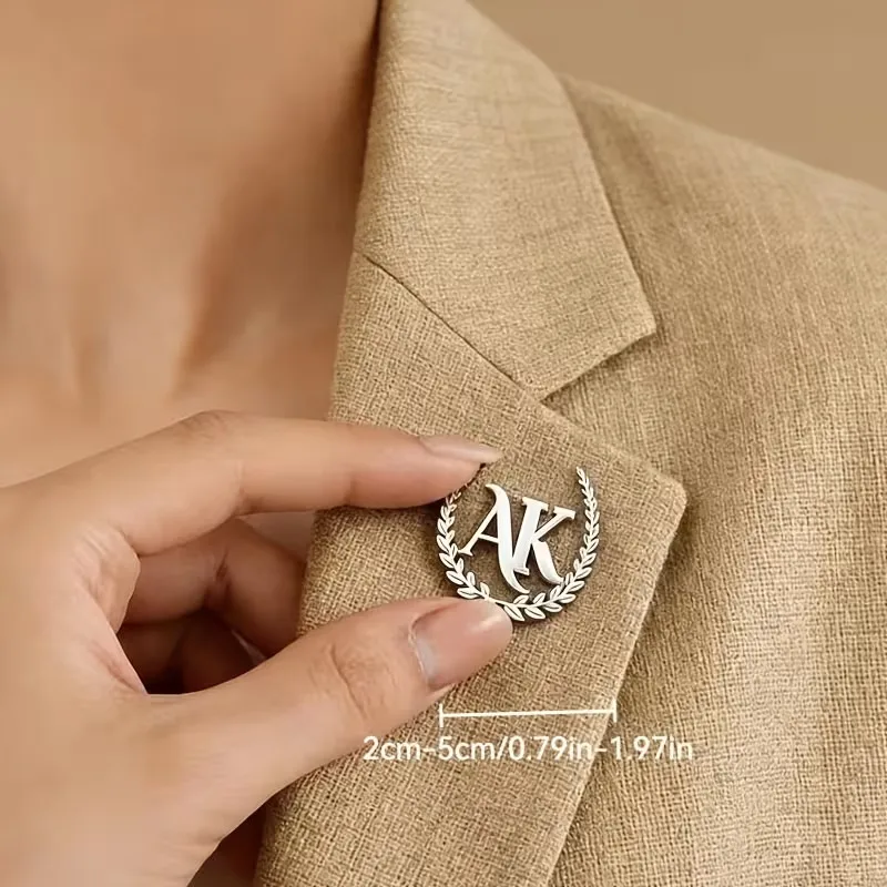Custom Wheat Flower Name Brooch - Personalized 304 Stainless Steel Bohemian Style Exquisite Floral Design Letter Printed Brooch view 2