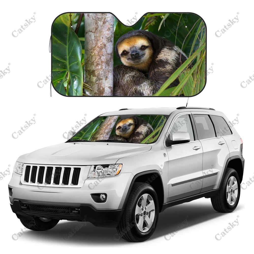 Animal Sloth Car Interior Accessories Front Windshield Sunshade Foldable Auto Sun Visor Covers Solar Protection UV for SUV