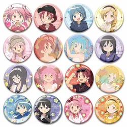 Anime Puella Magi Madoka Magica Brooch Pin Round Tinplate Soft Snap-in Brooches Cartoon Madoka Kaname Homura Badge Jewelry Gifts