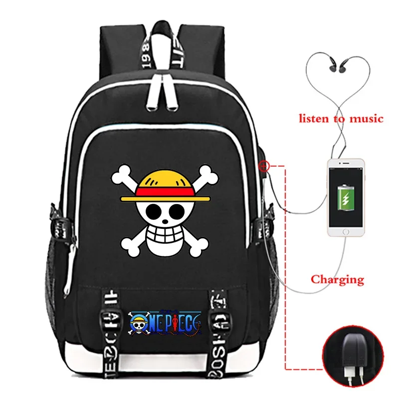 

Anime One Piece USB Charging Backpack for Teenage Boys ONE PIECE Luffy School Bags Students Bookbag Mochila Men Travel Rucksack