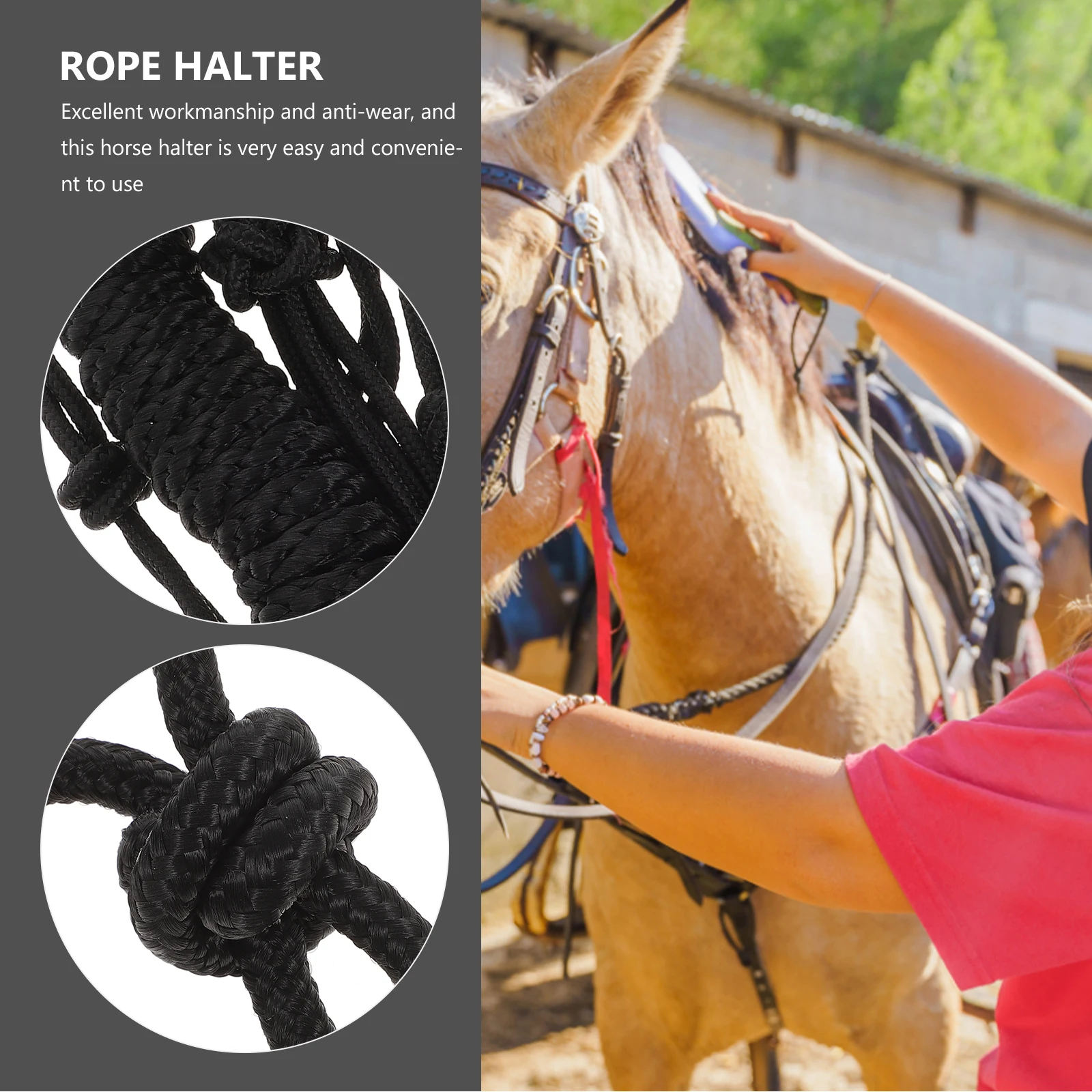 Horse Halter Rope Halter Lightweight Portable Head Collar Wear-Resistant Training Equipment Outdoor Riding Accessory For