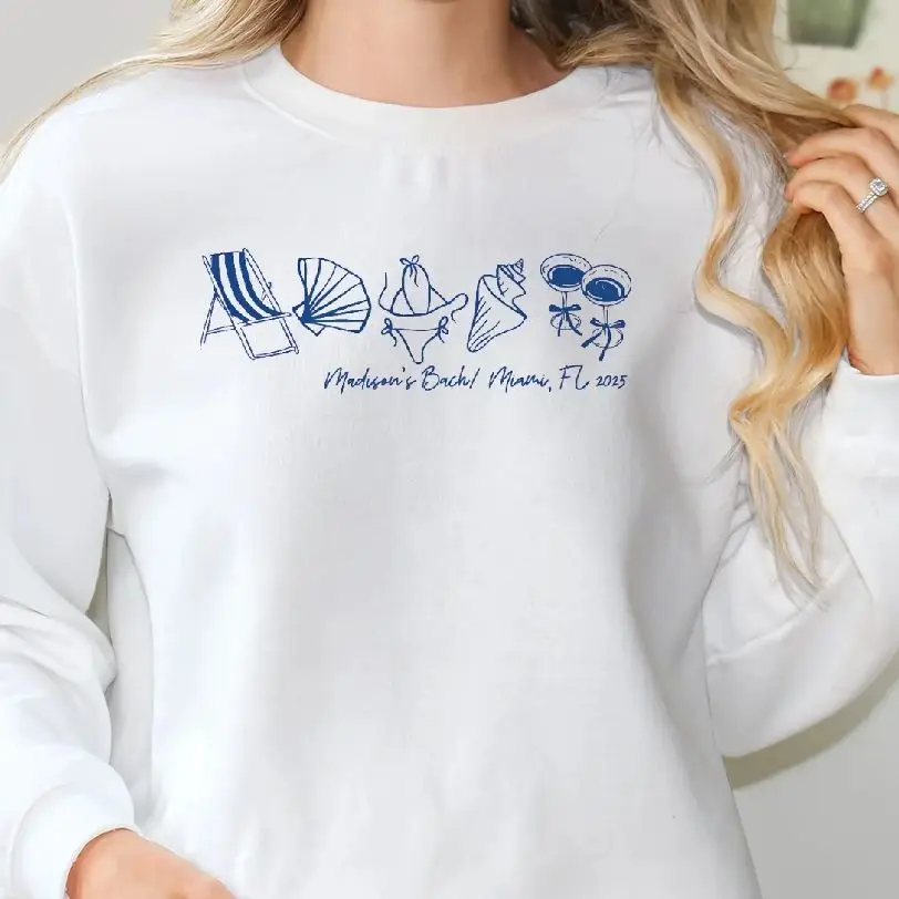 

Unisex Aesthetic Sweatshirt Long Sleeves Casual Hoodies Stylish Pullover Daily Wear Multiple Colors Custom Beach Bachelorette