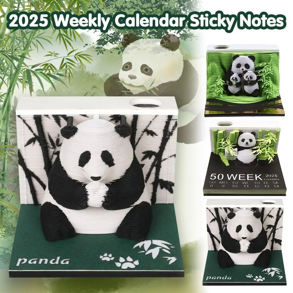 Cuaderno de notas con forma de Panda, suministros de aprendizaje 3D, escultura de papel de regalo de escritorio, adorno de oficina para estudiantes, Z9N1, 2025