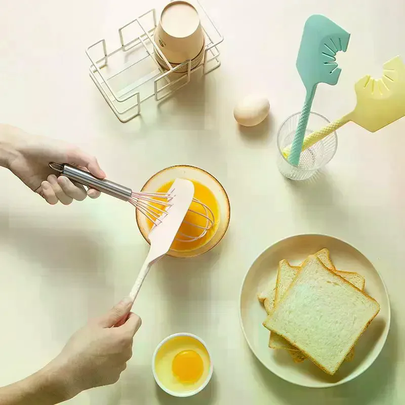 1/2Pcs Food Grade Silicone Scraper Hanging Multi Egg Beater High-Temperature Resistant Cream Scraper Cooking Baking Tool