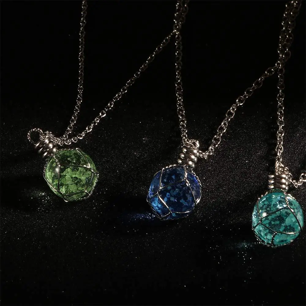 Green/Blue Creative Luminous Crystal Ball Chic Glow In The Dark Necklace