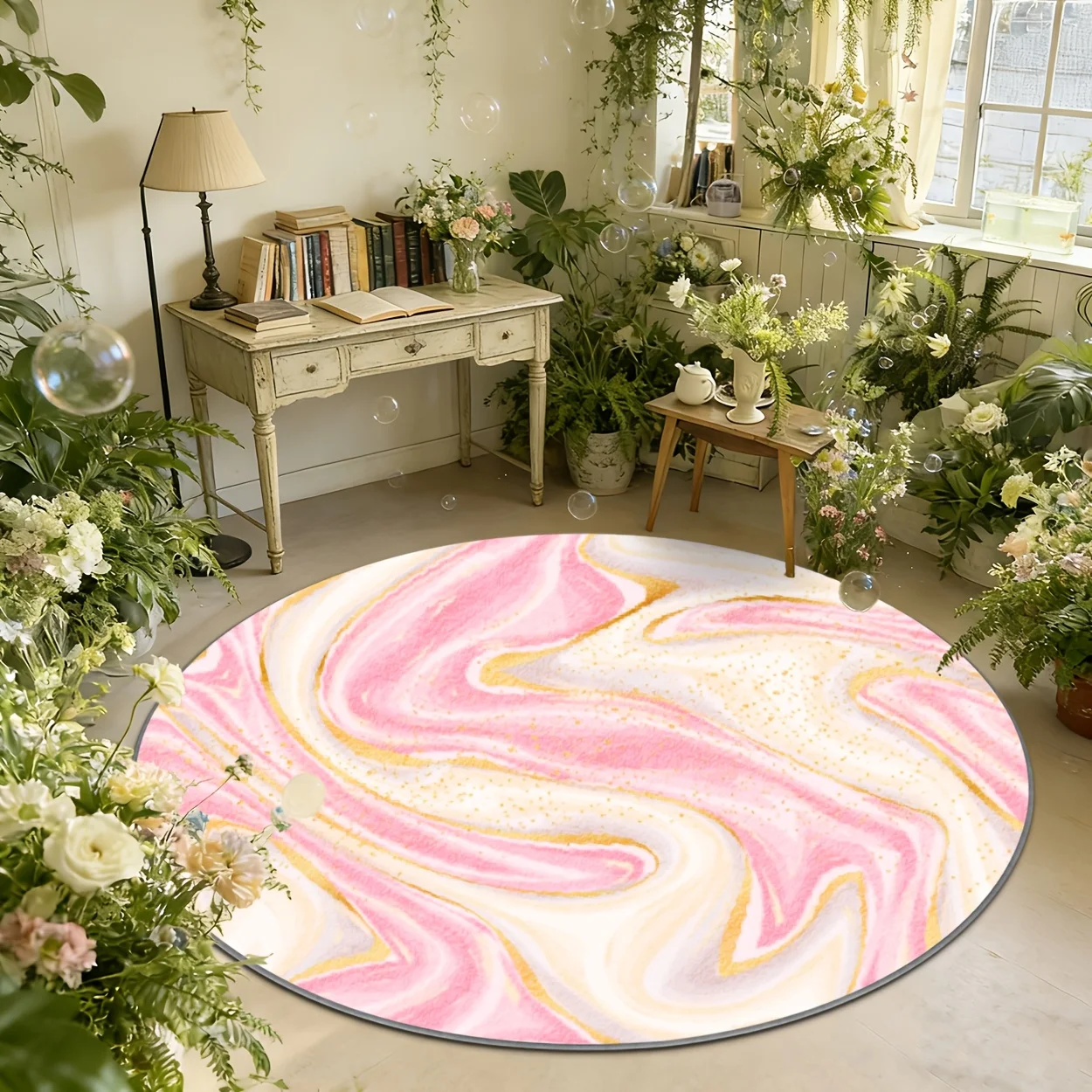Elegant Swirl Pattern Welcome Carpet Circular Design For Restaurant Dining Hall Foyer Decor