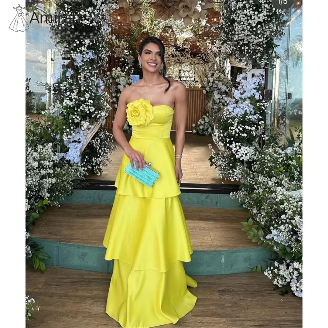 

Amirah Ball Gown 3D Big Flowers Evening Dresses Woman Elegant Party Dresses 2025 A-line Lotus Skirt Custom Made Off-shoulder