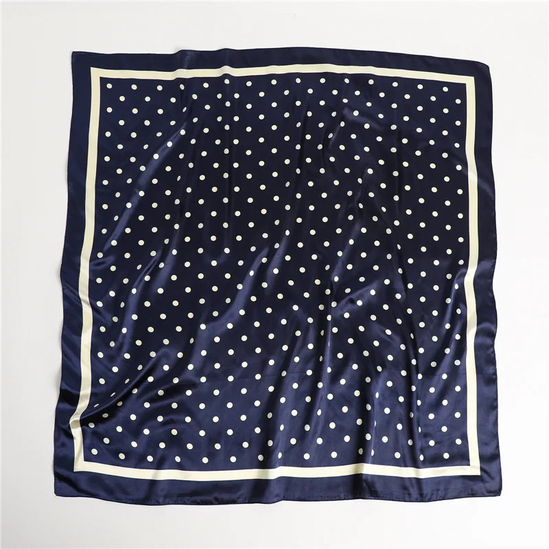 Polka Dot Kopftuch Seide Satin Hals Schal Für Frauen Drucken Hijab Schals Weibliche 90*90 cm Quadratische Tücher und Wraps Schals Für Dame – Detail 14
