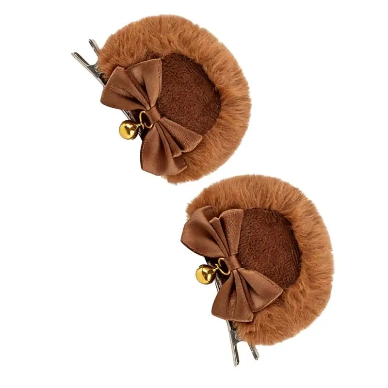 

39BB Stylish Bear Ear Hair Clip Artificial Ear Hairpin for Halloween and Birthday Furry Bear Cosplay Hair Hoop