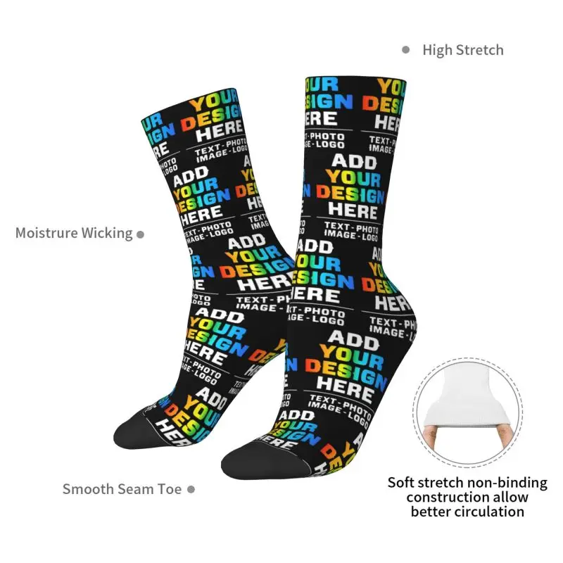 Personalized Custom Add Your Name Men's Crew Socks Unisex Fashion 3D Printing Customized Photo Logo or Text Dress Socks view 5