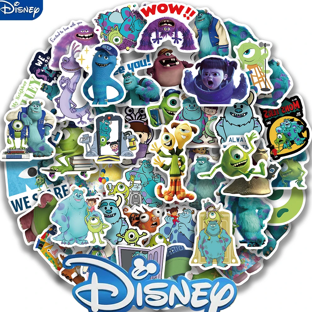 50PCS Disney Monster Inc Stickers Waterproof DIY Notebook Phone Skateboard Laptop Helmet Car Sticker Gifts Cartoon Decals Toys