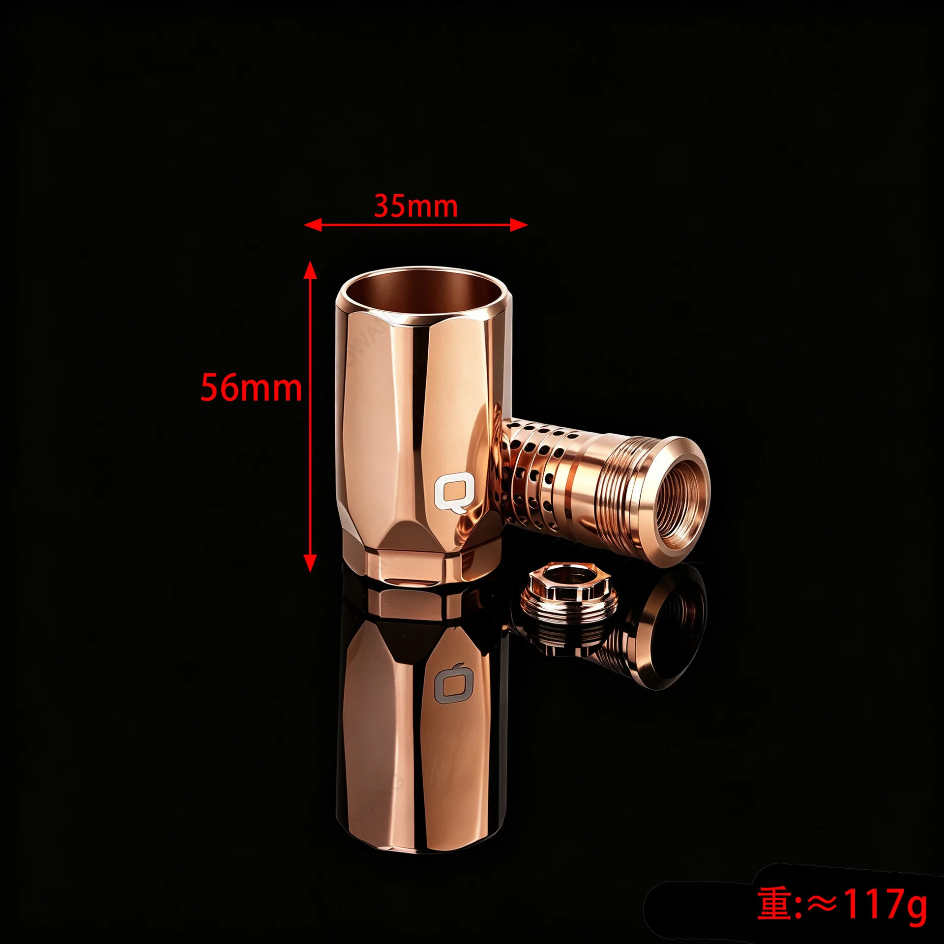 CNC Precision Machined Muzzle Suppressor Model, Stainless Steel Vacuum Rose‑Gold Mirror Finish Decor Accessory