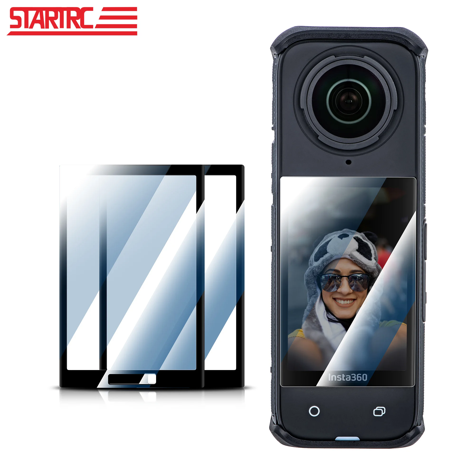 STARTRC para Insta360 X4 X5 película protectora de pantalla de cámara película de vidrio templado HD accesorios protectores de lente antiarañazos