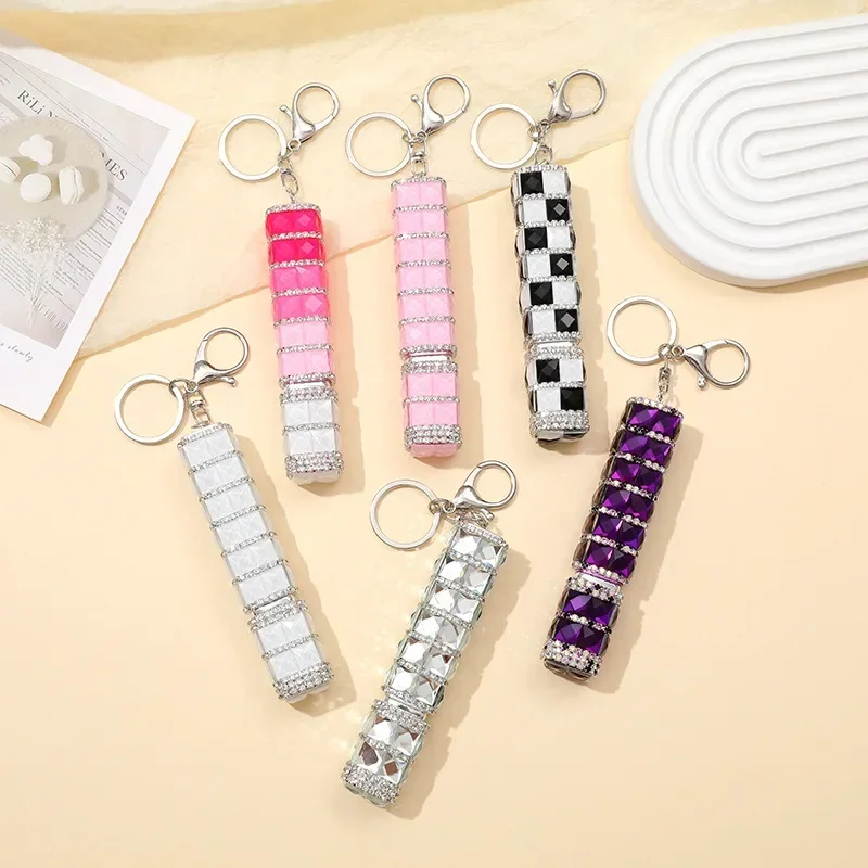 Diamond-Encrusted Perfume Bottle 10ml Spray Bottle Glass Empty Cosmetics Sample Vials Mini Refillable Sprayer Makeup Keychain