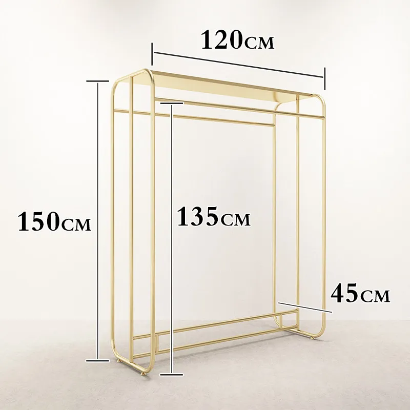Double row island display rack, women's clothing store, middle display rack, wrought iron side hanging clothes hanger