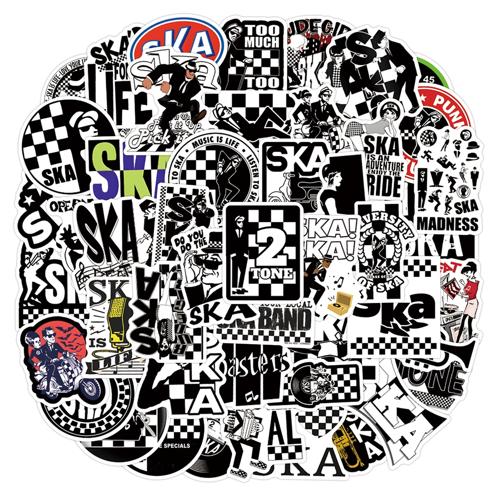 10/30/55pcs Cartoon Ska Graffiti Stickers Reggae Music Cool Decals Decoration DIY Laptop Suitcase Guitar Car Waterproof Sticker