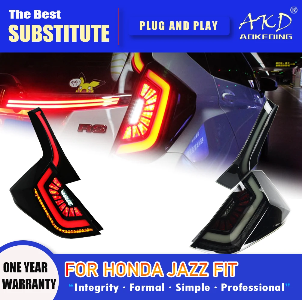 AKD Tail Lamp for Honda Jazz Fit LED Tail Light 2014-2019 FIT Rear Fog Brake Turn Signal Automotive Accessories