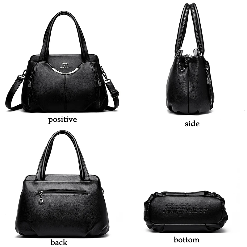 2024 New Multi Pocket Women\'s Handbag High Quality Soft Leather Female Shoulder Bag Luxury Designer Girl Tote Bolsas Sac A Main