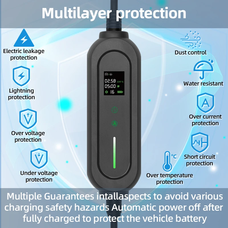 Kabel do ładowania EVSELink, przenośna ładowarka do pojazdów elektrycznych 3.5KW feyree 16A 1-fazowa Typ2 GBT 3.5M 5M IP66 AC do użytku domowego