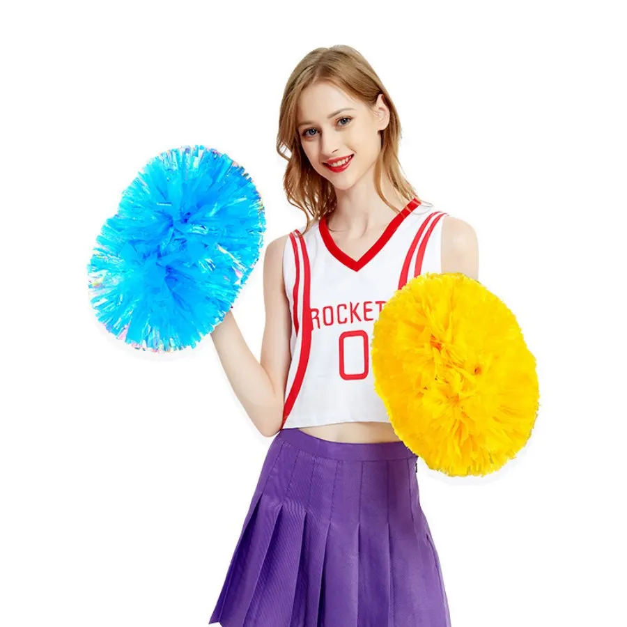 1pcs colorfast MATT cheerleader pom poms cheerleading pompoms Cheering pompom Flower Took Ball Bouquet Plastic Handles