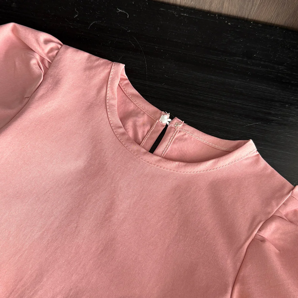 Bear Leader Pink Sweet Girls Clothes Summer New Korean Version Children\'s Set Splicing Pleated Short Sleeved Top+Pants 2Pcs