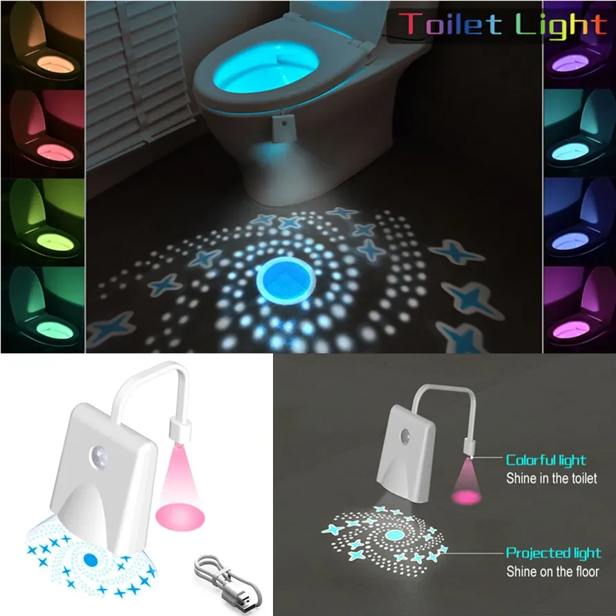

Toilet projection 108 color LED motion sensing light night light intelligent charging toilet advanced waterproof dimming light