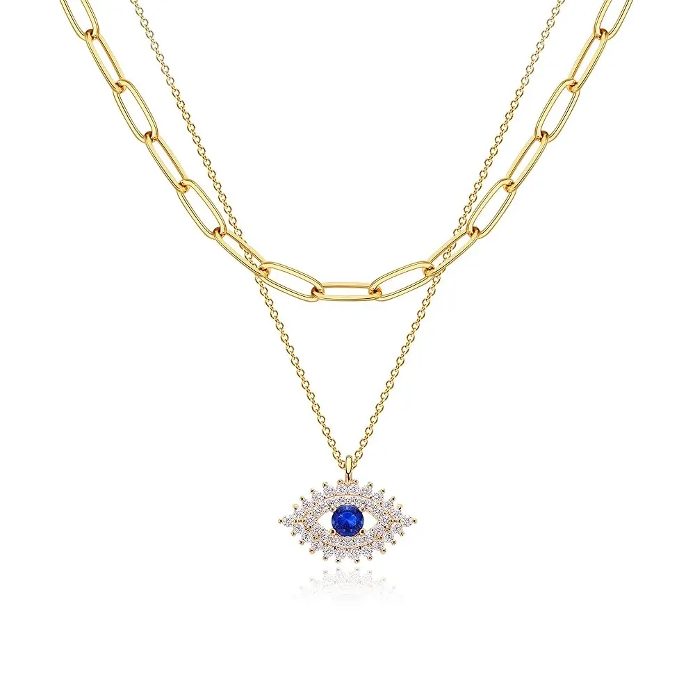 

Layered Heart Necklace Pendant Handmade 18k Gold Plated Dainty Gold Choker Arrow Bar Layering Long Necklace for Women