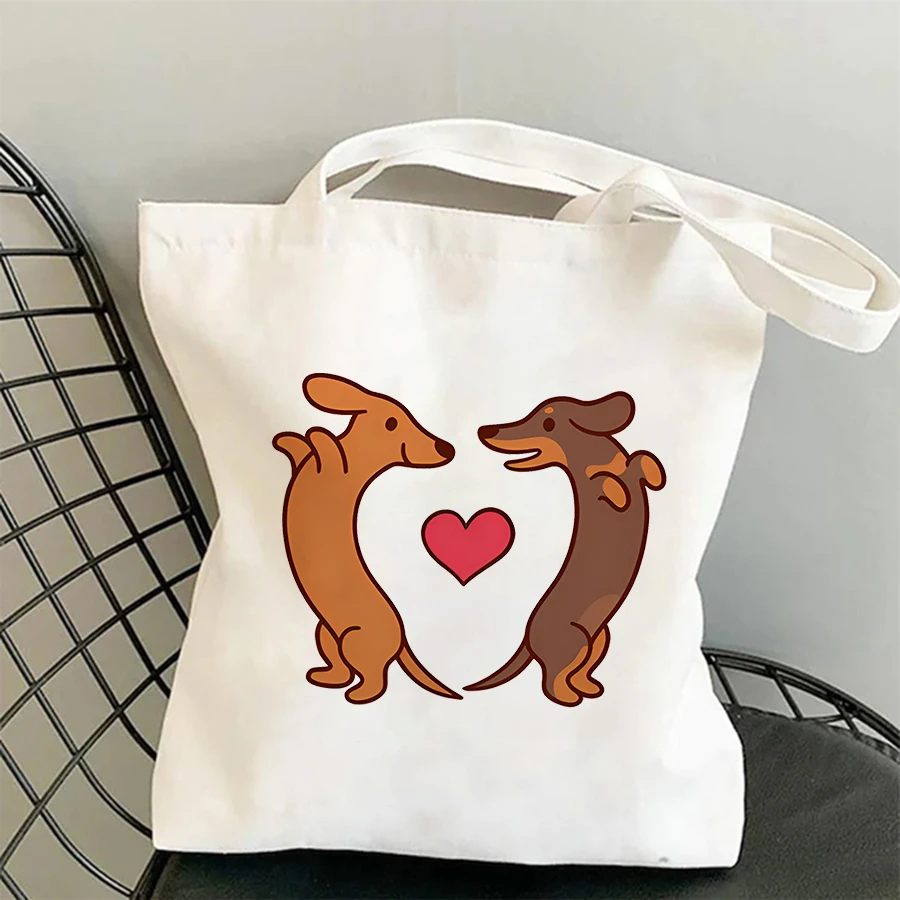Cartoon Dog  Tote Bags Linen Shopper Bag Shoulder Bag Large Capacity Tote Bag Handbag Harajuku Animal Shopper Bags Cartoon Bags
