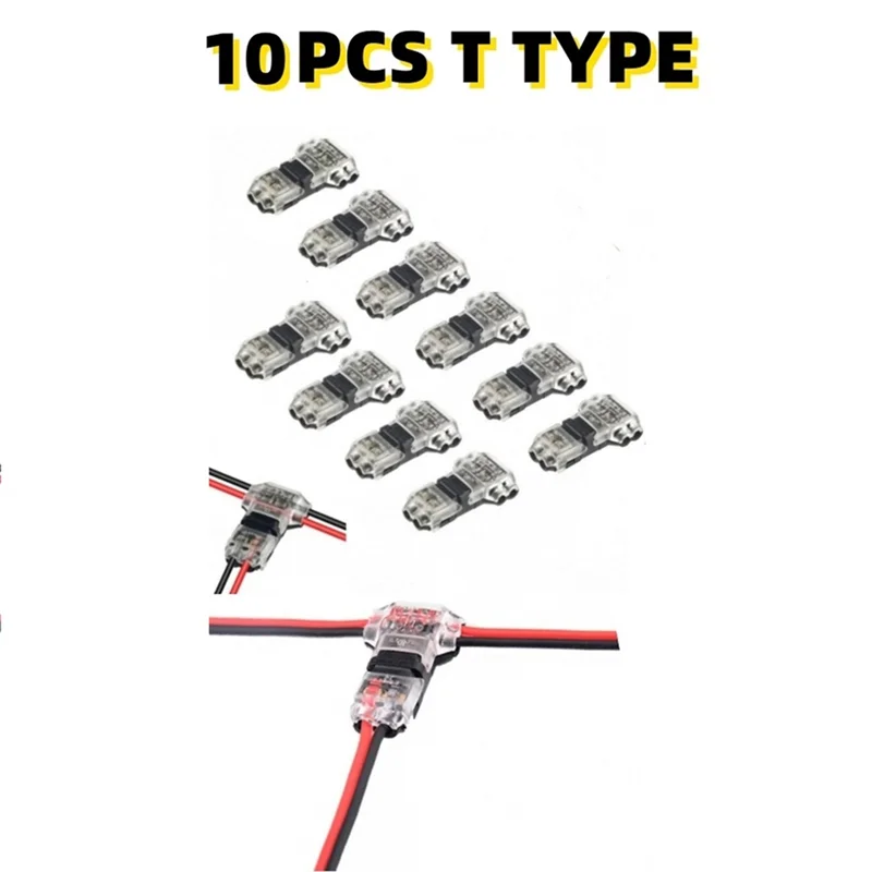 

A7THK-10Pcs T Type Wire Connector 2 Pin T Tap Wire Connectors, Wire Splice Connectors, No Stripping 2 Way Wire Connectors